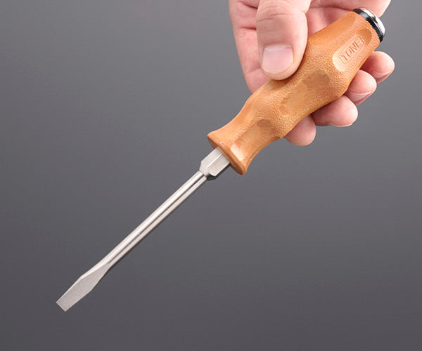 TONE 木柄ドライバー スベランドライバー(貫通) 軸長100mm 全長198mm (PWMD-100)(4953488409635) トネ