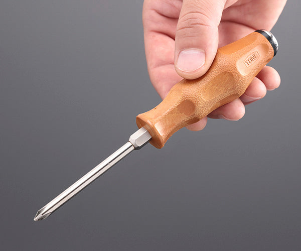 TONE 木柄ドライバー スベランドライバー(貫通) 刃先No.1 軸長75mm 全長167mm (PWPD-001)(4953488409666) トネ