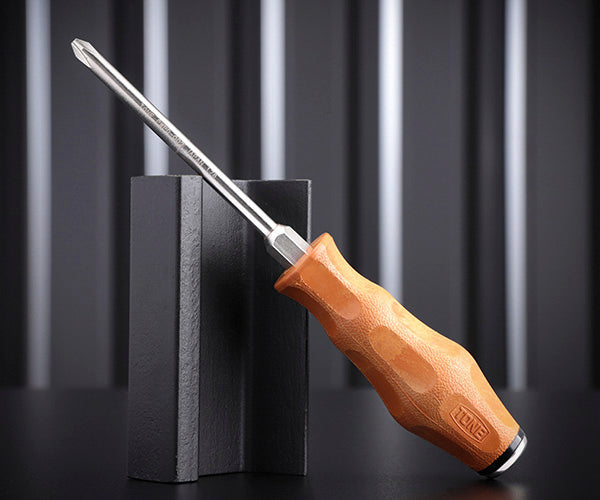 TONE 木柄ドライバー スベランドライバー(貫通) 刃先No.2 軸長100mm 全長198mm (PWPD-002)(4953488409673) トネ