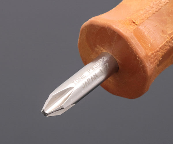 TONE 木柄ドライバー スベランスタビードライバー 刃先No.2 軸長25mm 全長82mm (PWSD-P2)(4953488409697) トネ