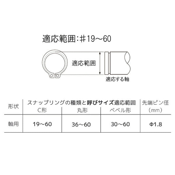 エンジニア スナップリングプライヤー 使用範囲19~60mm (PZ-17) (4989833039172) ENGINEER