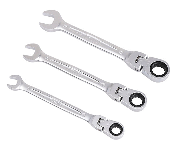 TONE コンビネーションラチェットレンチ 首振ラチェットめがねレンチセット 3点セット (RMF300)(4953488422665) トネ