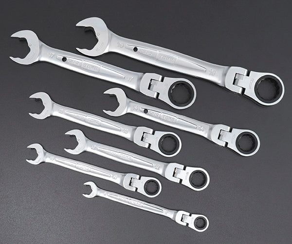 TONE コンビネーションラチェットレンチ 首振クイックラチェットめがねレンチセット 7点セット (RMFQ700)(4953488299267) トネ