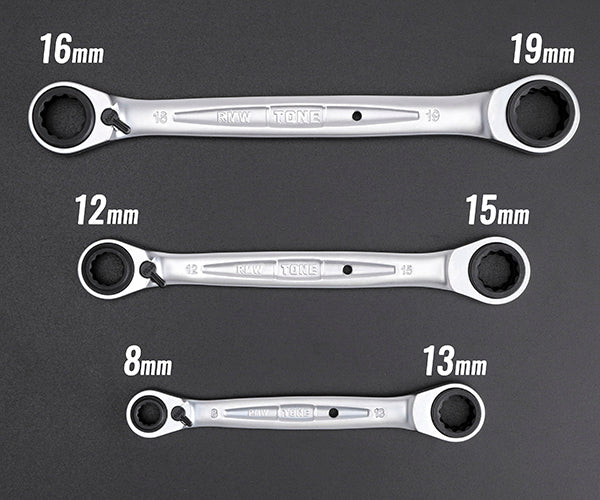 TONE 4ウェイラチェットめがねレンチセット 3pcs (RMW300)(4953488278101) トネ