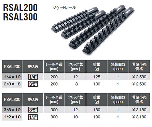 コーケン Z-EAL 12.7sq. ソケットレール ソケットホルダー RSAL300-1/2×10 Ko-ken 工具