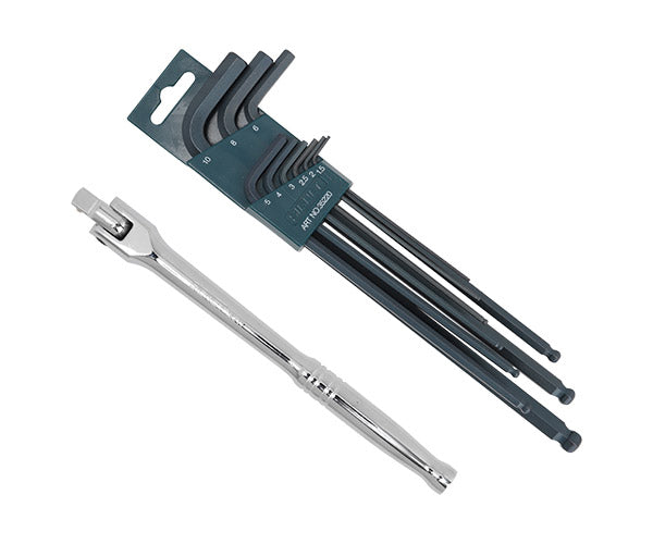 【11月の特価品】SIGNET SIG35220-2PEM(S03-35220) 9.5sq(3/8) スピンナハンドル200mm + ロングボール六角レンチ9本セット シグネット エヒメマシンオリジナルセット 定価合計5,940円(税込/2025-09-23基準)