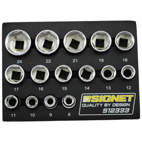 【掘り出し市】シグネット 3/8DR 15PC ソケットセット DESIGNトレー (12333)(4712818935813) SIGNET