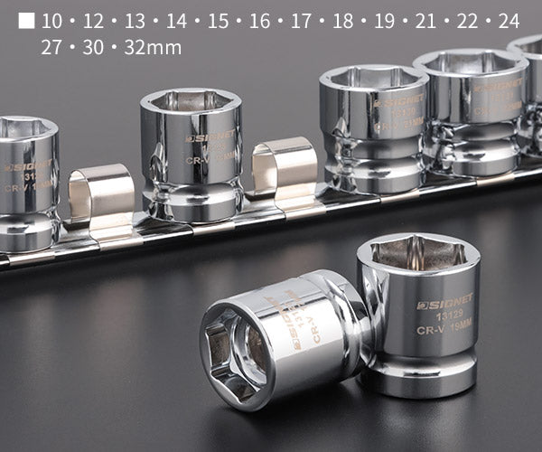 シグネット 1/2DR 15PC ショートソケットセット(6角) (13136)(4712818939613) SIGNET