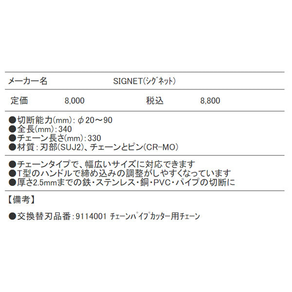 シグネット チェーンパイプカッター (91140)(4712818646153) SIGNET