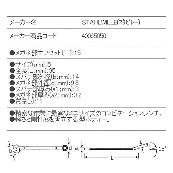 日本正規品 スタビレー 六角片目片口スパナ (16-5)(4018754019120) STAHLWILLE