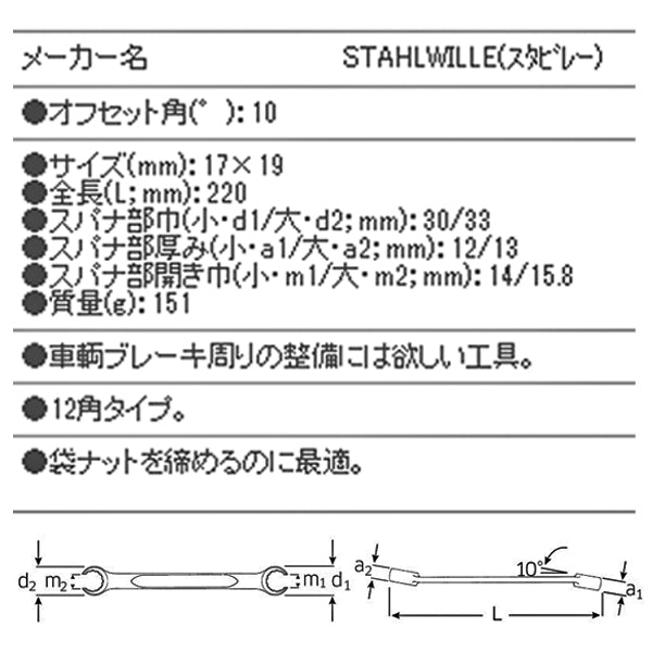 日本正規品 スタビレー オープンリングスパナ  (24-17X19)(4018754021956) STAHLWILLE