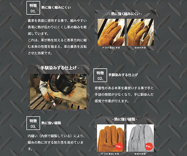 SUZUKID P-106 本皮溶接用裏出し手袋(5本指) スター電器