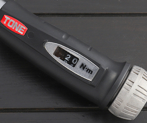 TONE プレセット形トルクレンチ(ダイレクトセット・コンパクトヘッドホールドタイプ) トルク調整範囲20~100N・m 差込角9.5mm (T3MN100CH-QL)(4953488421101) トネ