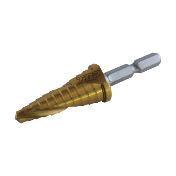 トップ工業の電動ドリル用六角シャンクスパイラルステップドリル ゴールドタイプの画像1