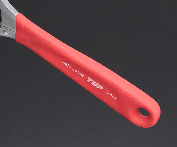 TOP ワークワイド(ガタ無しモンキレンチ)グリップ付 レッド HM-25MGR