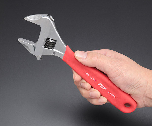 TOP ワークワイド(ガタ無しモンキレンチ)グリップ付 レッド HM-32MGR