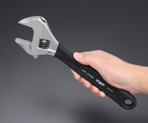 TOP モンキーレンチ ワークワイド ガタ無し モンキレンチ グリップ付 ブラック HM-38MGBK トップ工業 工具