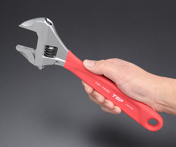 TOP ワークワイド(ガタ無しモンキレンチ)グリップ付 レッド HM-38MGR