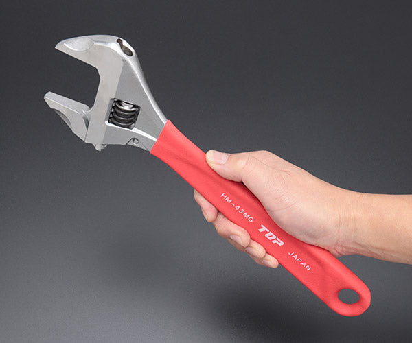 TOP ワークワイド(ガタ無しモンキレンチ)グリップ付 レッド HM-43MGR
