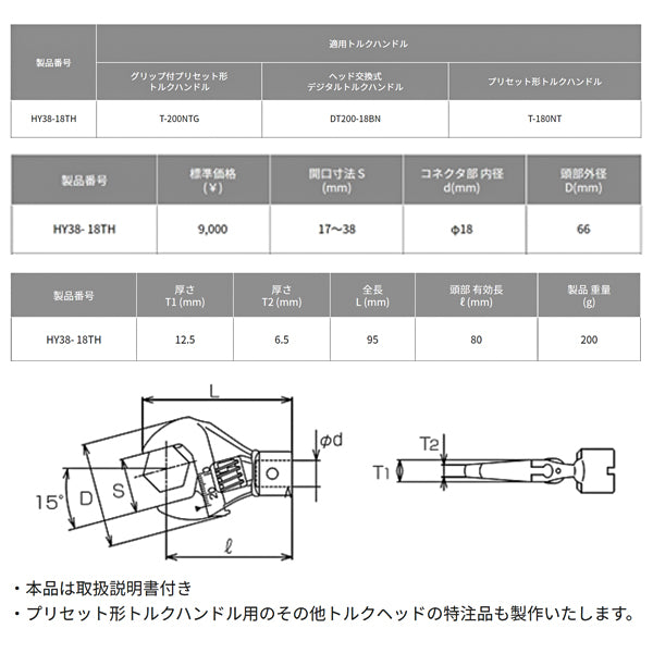TOP モンキ形トルクヘッド(目盛り付)口開き17〜38mm HY38-18TH トップ