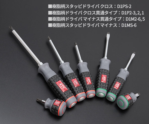 KTC TPMD-7P 樹脂柄ドライバー7本セット (D1P2-1, 2, 3,D1M2-5, 6, D1PS-2,D1MS-6) 京都機械工具 x エヒメマシンオリジナル