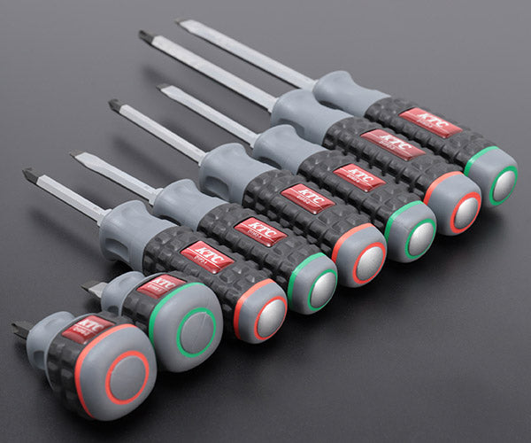 KTC TPMD18EM 樹脂柄ドライバー8本セット+板ラチェット差替えドライバセット (D1P2-1, 2, 3,D1M2-5, 6, 8,D1PS-2,D1MS-6,TMDB8) 京都機械工具