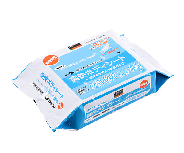 TRUSCO 爽快ボディーシート 厚手タイプ 300x400mm大判サイズ 30枚入 TBS-30 暑さ対策 災害備蓄 トラスコ