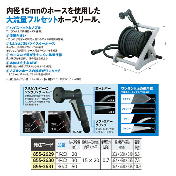 TRUSCO ホースリール 大流量ホースリール ホース全長20m THR-20X 適合ホース内径×外径 15×20mm トラスコ