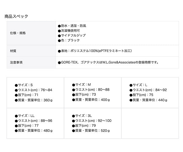 TRUSCO ゴアテックスフルジップレインパンツ ブラック L GXFPLBK トラスコ