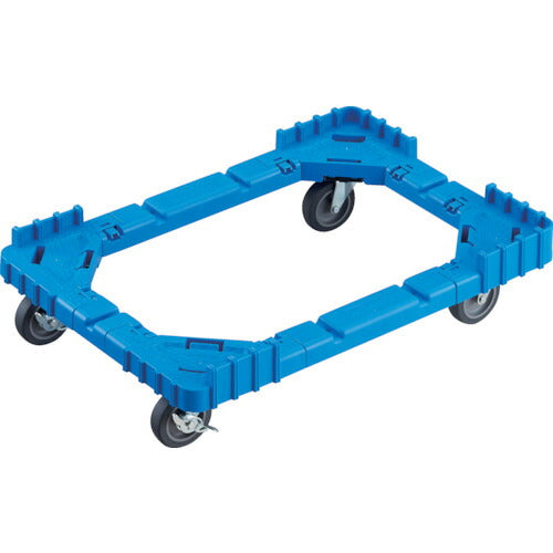 TRUSCO OCドーリー 50Lオリコン用 エラストマー車輪 4輪自在ストッパー付 片側ガード無シ ブルー OCD50BSB トラスコ