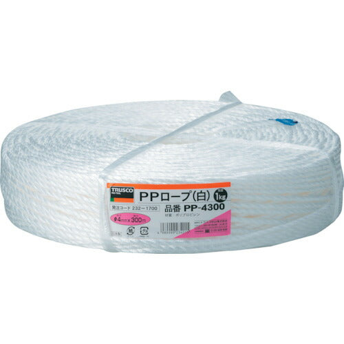 TRUSCO PPロープ 幅4mmX長サ300m 白 PP4300 トラスコ