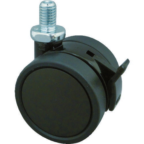 TRUSCO ネジ込ミ双輪キャスター エラストマ-車輪 自在ストッパー付 Φ60 M10 TDES60M10 トラスコ