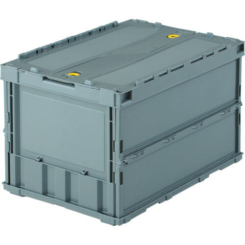 TRUSCO 薄型折リタタミコンテナ 50Lロックフタ付 グレー TRC50B GY
