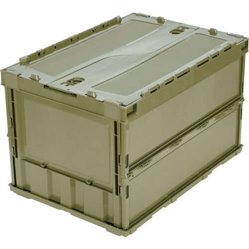 TRUSCO 薄型折リタタミコンテナ 50L ロックフタ付 OD色 TRC50BOD トラスコ