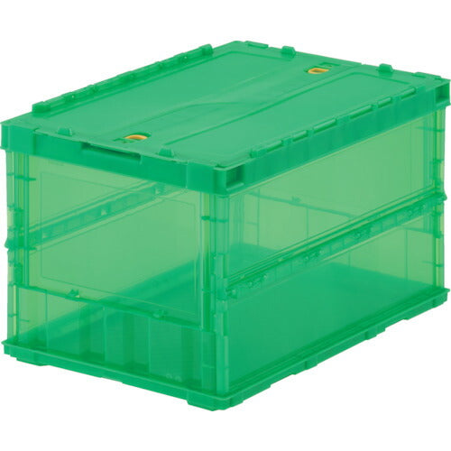 TRUSCO 薄型折リタタミコンテナスケルコン 50Lロックフタ付 緑 TSKC50B GN トラスコ
