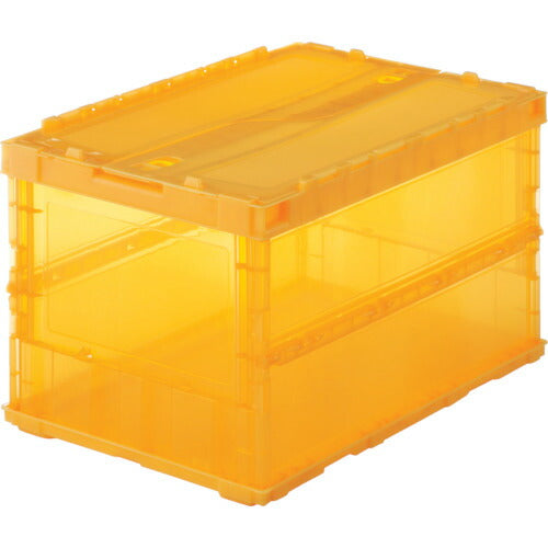 TRUSCO 薄型折リタタミコンテナスケルコン 50Lロックフタ付 オレンジ TSKC50B OR トラスコ