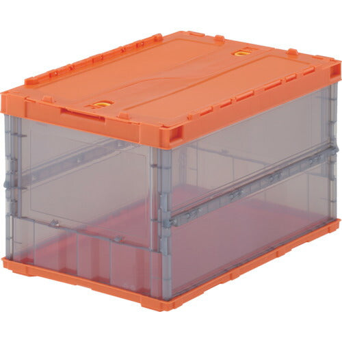 TRUSCO 薄型折リタタミコンテナスケルコン 50Lロックフタ付 オレンジ