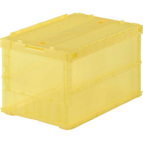 TRUSCO 薄型折リタタミコンテナスケルコン 50Lロックフタ付 黄 TSKC50B Y トラスコ