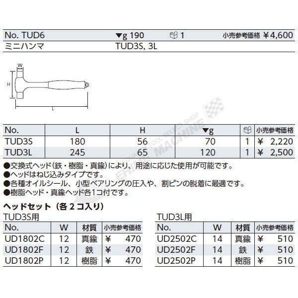 京都機械工具のミニハンマーの画像3