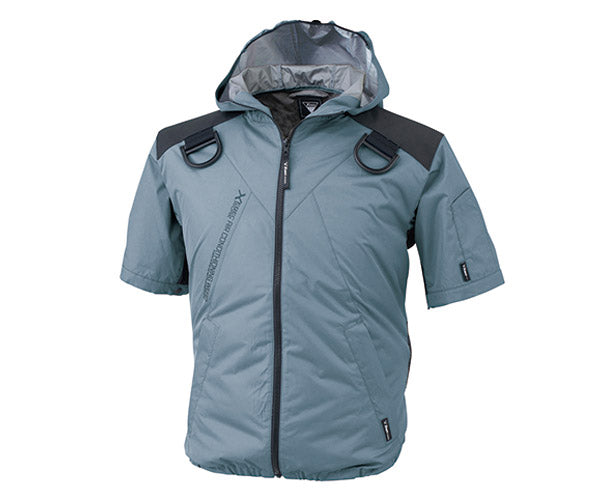 ジーベック 空調服 XE98105-43-M TM 遮熱ハーネス半袖ブルゾン フード付き ブルーグレー Mサイズ XEBEC 熱中症対策 作業服 夏 クール 屋外 冷却