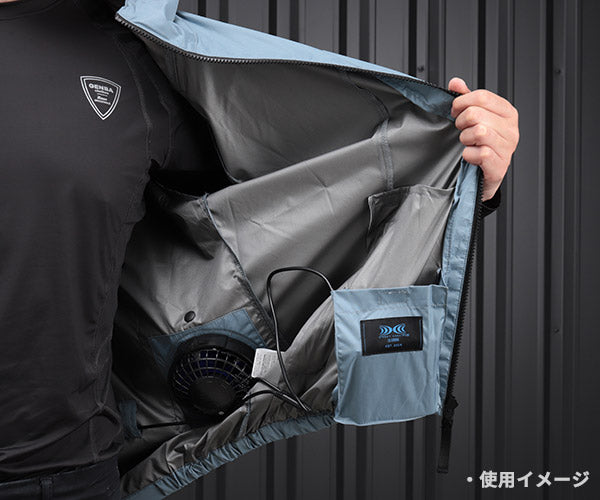 ジーベック 空調服 XE98105-43-M TM 遮熱ハーネス半袖ブルゾン フード付き ブルーグレー Mサイズ XEBEC 熱中症対策 作業服 夏 クール 屋外 冷却