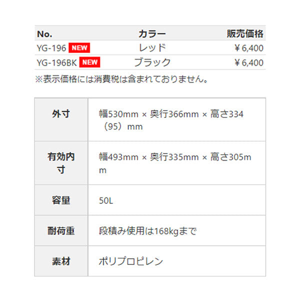 KTCグッズ YG-196 KTC折り畳みコンテナ 50L レッド