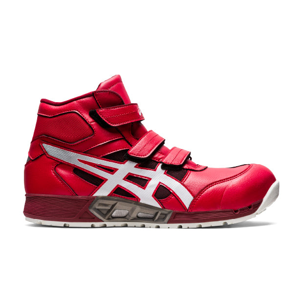 ✨タグ付き✨アシックス ウィンジョブ 安全靴 ベルトシューズ【25.5】レッド ASICS（アシックス） 安全靴 CP216 asics ハイカット ベルトタイプ