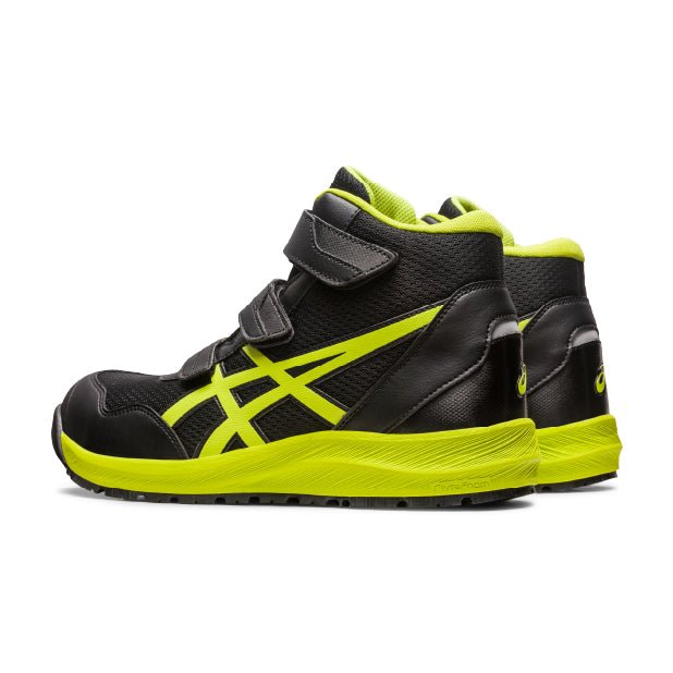 asics 安全靴 黒/黄緑 JSAA認定 新作] アシックス 安全靴 ウィンジョブ CP216 ブラック×ネオンライム