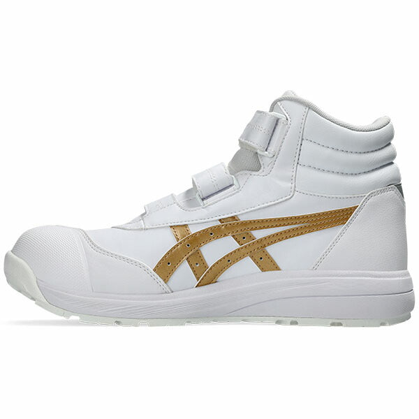 ASICS アシックス　ハイカット　安全靴 ホワイト×ピュアゴールド　スニーカー アシックス 安全靴 ウィンジョブ CP312 ホワイト×ピュアゴールド 3E
