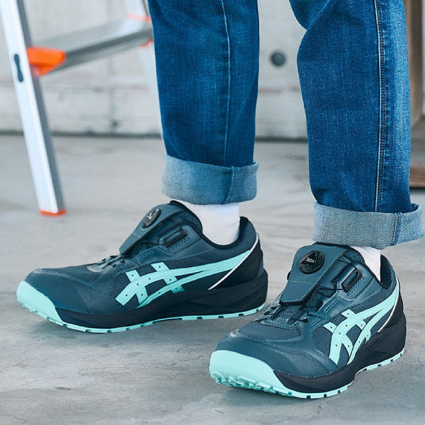[26AW限定品] アシックス 安全靴 ウィンジョブ CP229 BOA LC ローインディゴ×イルミネイトミント 3E相当 ローカット ダイヤル式 JSAA A種 (1273A176.400) ASICS