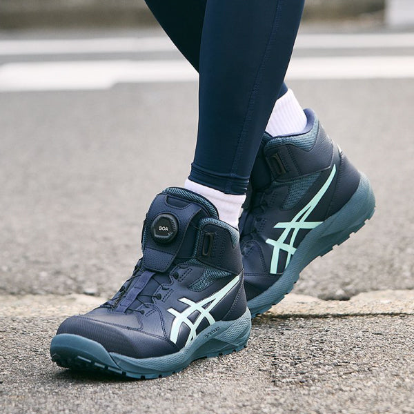 [26AW限定品] アシックス 安全靴 ウィンジョブ CP314 BOA LC ミッドナイト×イルミネイトミント 3E相当 ハイカット ダイヤル式 JSAA A種 (1273A177.400) ASICS