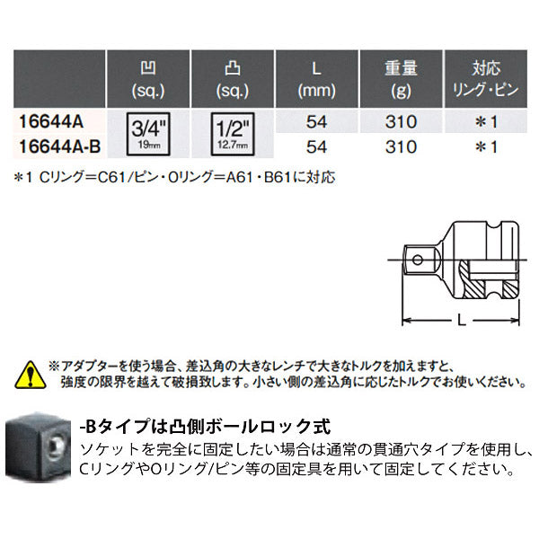 コーケン 16644A-B 19.0sq. インパクトソケット アダプター Ko-ken 工具
