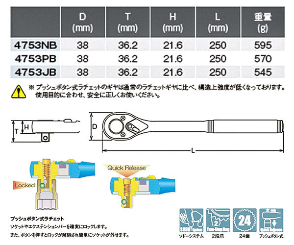 kenkenさん専用 コーケン 4753PB 12.7sq. プッシュボタン式ラチェットハンドル