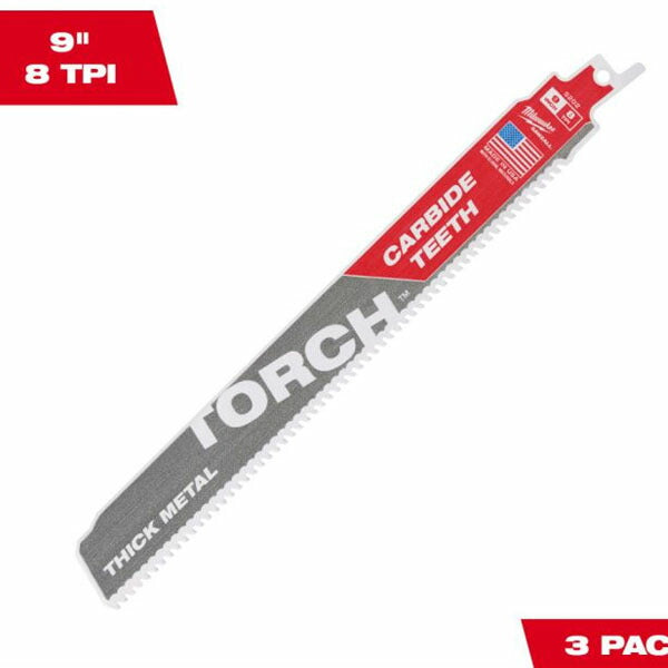 日本正規品 ミルウォーキー TORCH 金工用カーバイドレシプロソーブレード 8TPI 229mm(3本パック) (48-00-5302)(4573592055179) milwaukee